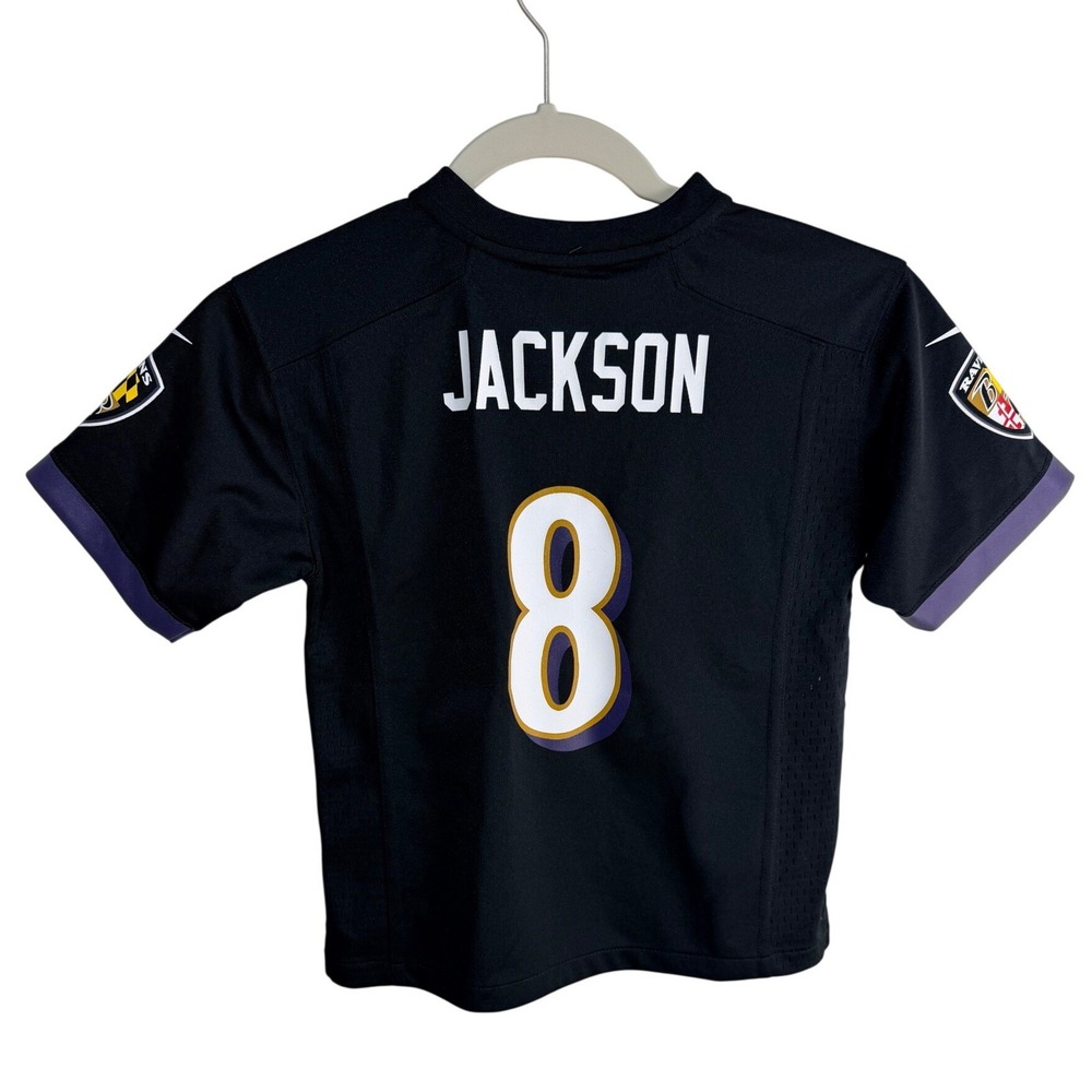 Nike Baltimore Ravens Lamar Jackson #8 Jersey Kids M 5/6 Black Football NFL New